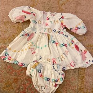 Colorful Birthday Dress and Bloomers Set Pink Chicken